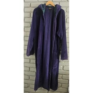 Vtg Pendleton Blue Terry Cloth Hooded Robe Plaid Lined XL XXL Mens Womens